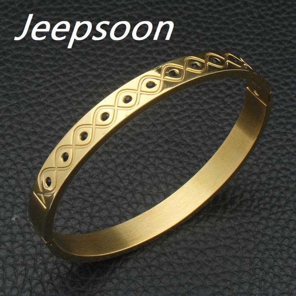 

fashion stainless steel jewelry charm gold color round bracelets for woman jeepsoon bahhba, Black