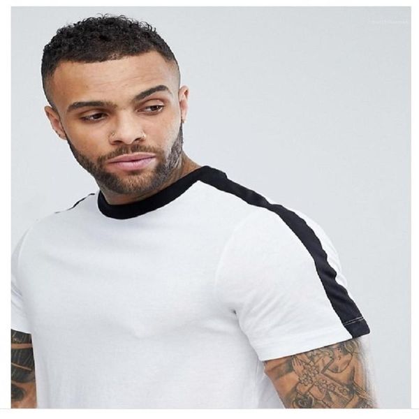 

полосатый щитовые tees casual короткий рукав crew neck тройники мужская одежда мужская конструктор контрастность цвет tshirts мода, White;black