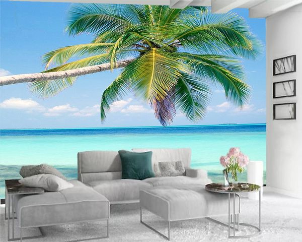 

3d modern wallpaper 3d wallpaper for kitchen beautiful coconut seascape romantic scenery decorative silk 3d mural wallpaper