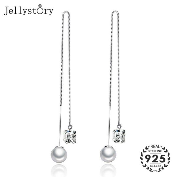 

jellystory fashion silver 925 earrings with freshwater pearl square shape emeral gemstone drop earring for women wedding jewelry