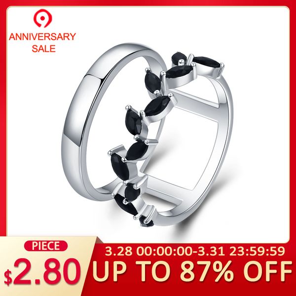 

black awn] hyperbole 3.7g 925 sterling silver fine jewelry trendy engagement bague black spinel leaf women's wedding ring g001, Golden;silver