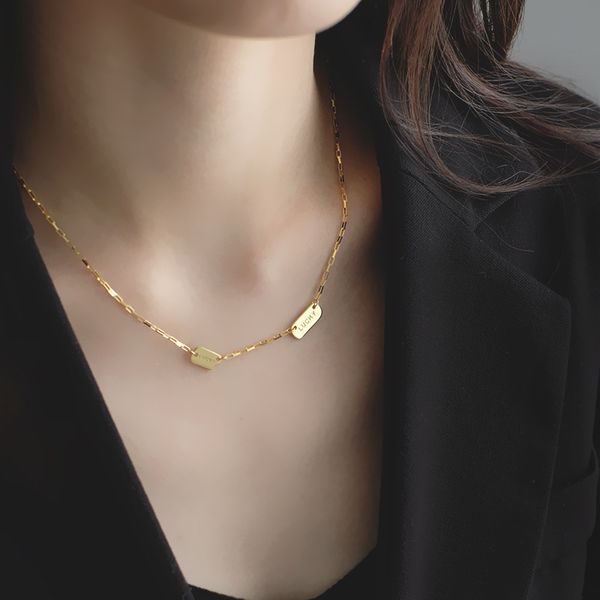 

fashion lucky letter tag charm necklace for women wedding party statement jewelry accessories choker dz644, Golden;silver