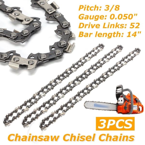 

3 pcs 14" chainsaw chain semi chisel 3/8lp 0.050" 52dl chain for chainsaw