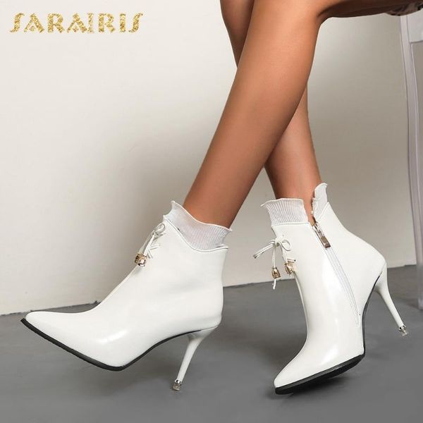 

brand new big size 48 thin high heels elegant pointed toe shoes women office ladies ankle boots female, Black