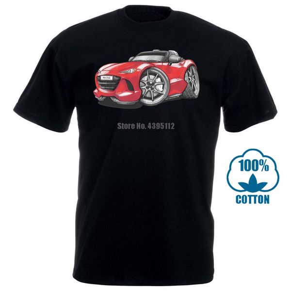 

mazda miata mx-5 sportive red koolart car cartoon art white t shirt s-3x
