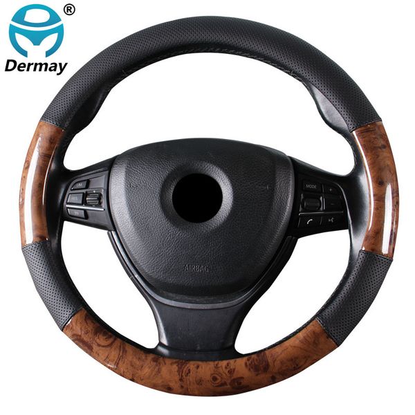 

car steering wheel cover 4 styles wooden style non-slip breathable braid on the steering wheel auto car styling for most vehicle