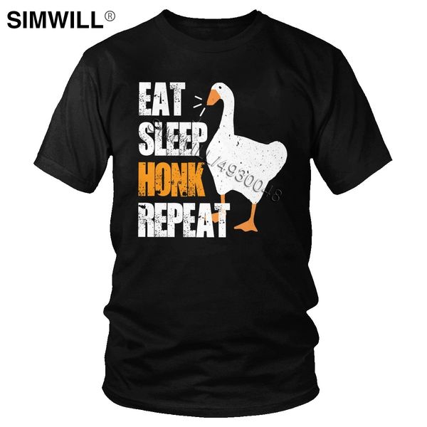 

funny men t shirt eat sleep honk tee untitled goose game t-shirt short sleeved 100% cotton tshirt o-neck trendy clothing gift
