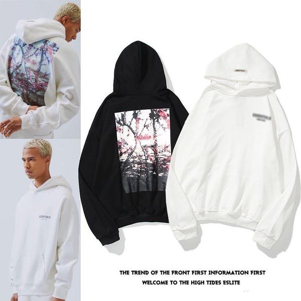 

mens designer hoodies fog double line hd flower p printed letter plush hoodie european and american street men and women hip hop hoodies, Black