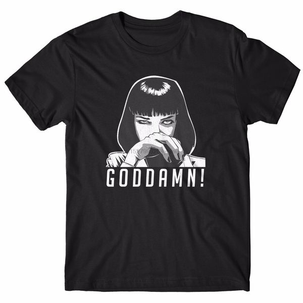 

mens t-shirt wallace-goddamn - pulp fiction shirt 100% cotton-black