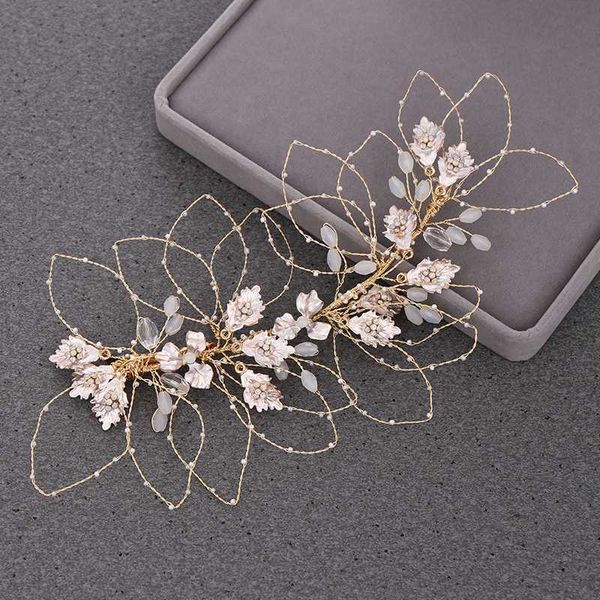 

hair clips & barrettes npason rose gold tiara headband bridal accessories leaf wedding metal jewelry, Golden;silver