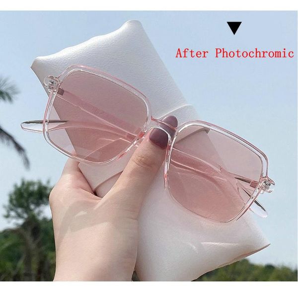 

2020 finished sunglasses pchromic men women myopia eyeglasses frame discoloration blue lens sun glasses myopia eyewear nx, Silver