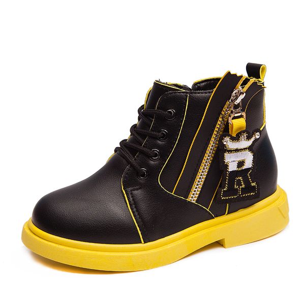 

girls snow boots winter cartoon warm boys sneakers fashion patched color children girls ankle boots kids martin ssj054, Black