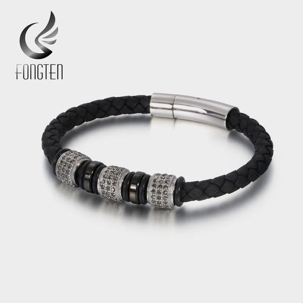 

fongten урожай кожа из нержавеющей стали из бисера веревка лучезапястного сустава мужчины аксессуары браслет ювелирных изделий, Golden;silver