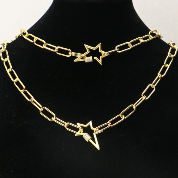 

pendant necklaces 4 pcs s star clasp buckle necklace cute color retention gold chain jewelry 50248, Silver