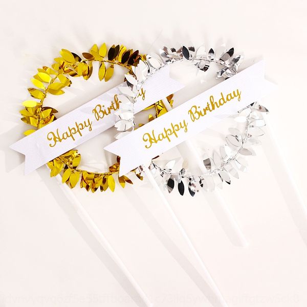 

baking cake decoration gold and silver baked cakesimulation cakesimulation leaf wreath cake card party dessert table dressing plug-in jxgbm