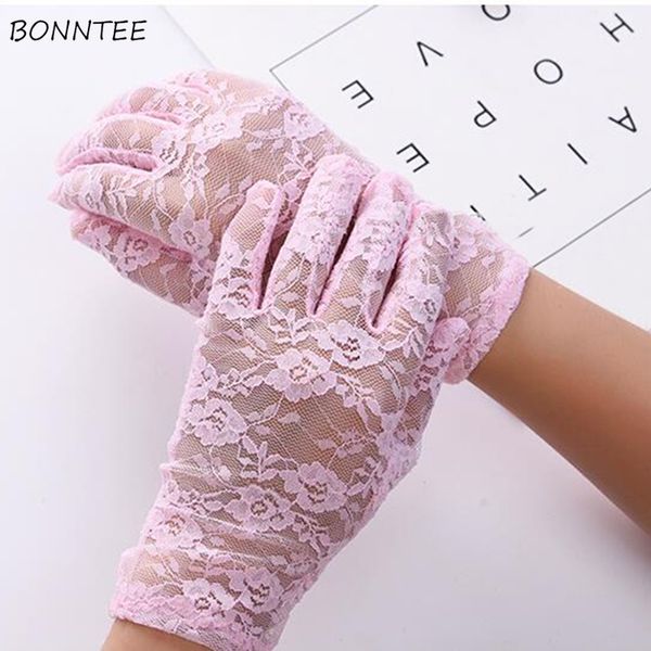 

gloves women lace simple elegant all-match spring summer all-match womens outwear mittens knitted sun-shade funny fashion, Blue;gray
