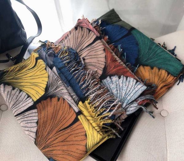 

fashion women long winter leaf printed scarf all-match shawls and warps lady warm soft neck scarves, Blue;gray