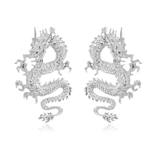 

stud 2021 punk rock firery dragon earrings thrones costume game merchandise jewelry, Golden;silver