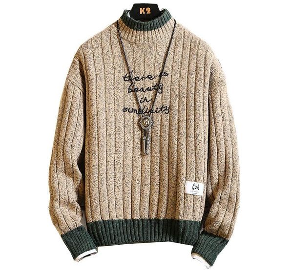 

autumn and winter men s knitwear trend youth turtleneck sweater korean edition student loose003, White;black