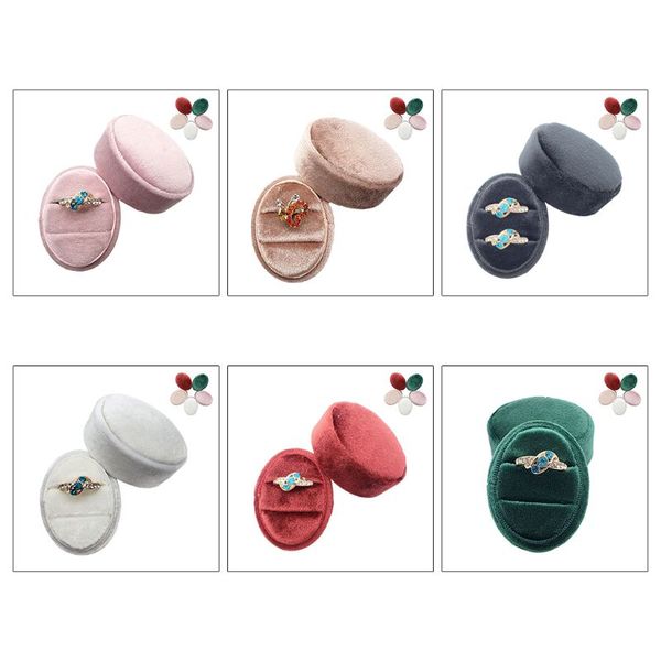 

velvet двойное кольцо box oval венчание кольцо коробка с съемная крышка e15e, Pink;blue