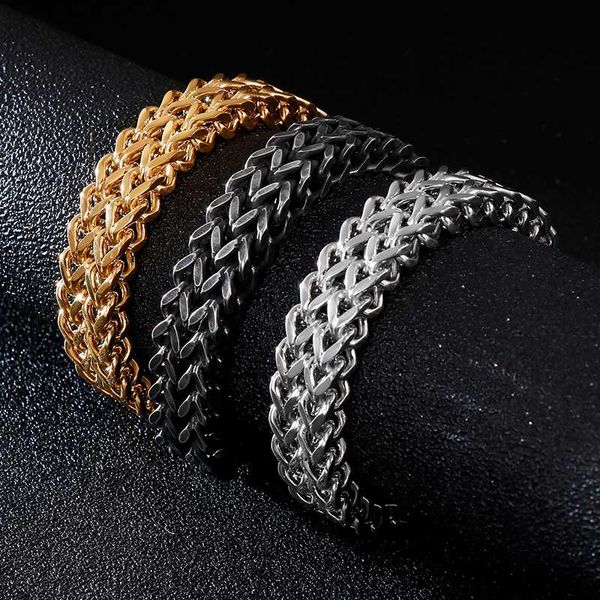 

12mm 8.66'' for mens xmas gifts stainless steel double overlord chain link bracelet bangle gold/black