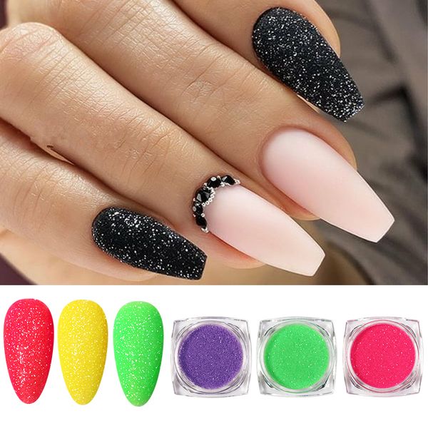 

1 box granulated sugar powder black white green colorful 1g holo-graphic glitters diy nail powder nail art decoration, Silver;gold