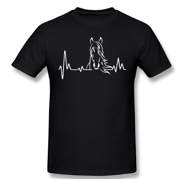 

лошадь heartbeat смешные t-shirt men summer cotton t shirt graphic tee езда crew neck top бесплатная доставка