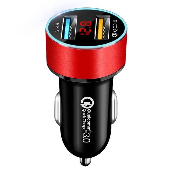 

100% new qc 3.0 fast car charger 2 port car charger 2a quick dual usb adaptive for iphone huawei samsung s10 plus galaxy s8 phones