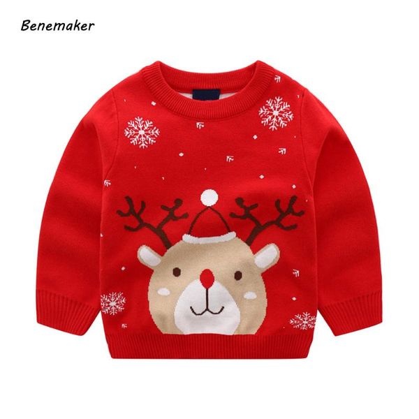 

benemaker fleece pullover for girl boy children clothing winter knitted sweater kids warm clothes deer christmas autumn na061, Blue
