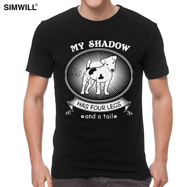 

i love my puppy tee shirts men cotton jack russell terrier is my shadow t-shirt short sleeved dog owner gift t shirt