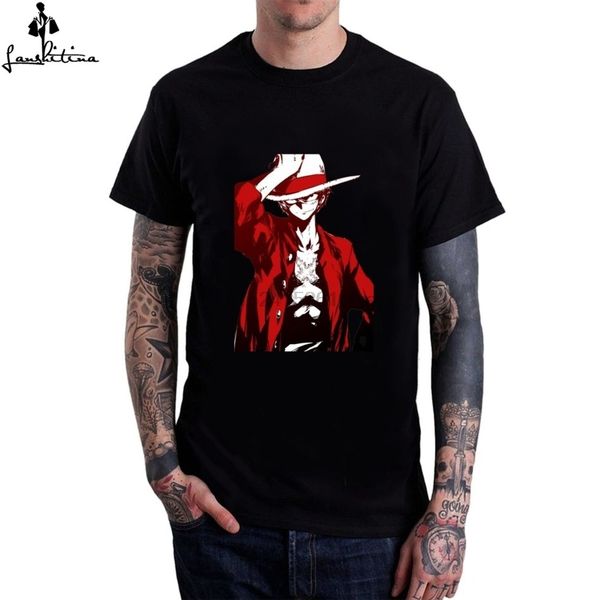 

fashionable men luffy handsome posture t-shirt black short sleeve