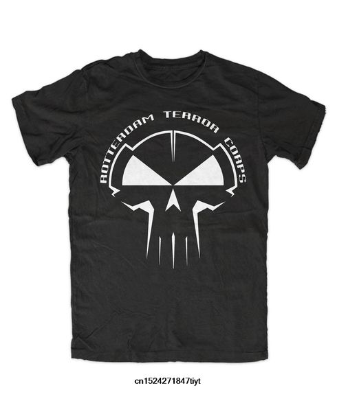

mens rotterdam terror corps t-shirt schwarz hardstyle gabba hardcore techno tee shirt round neck short sleeves cotton t-shirt
