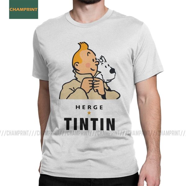 

men's t-shirts herge tintin merchandise the adventures of tintin cotton tee short sleeve herge comic snowy haddock dog t shirt