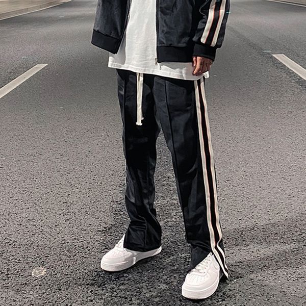 

ankle zipper velvet casual sweatpants mens oversize elastic waist velour loose trousers streetwear baggy pants, Black
