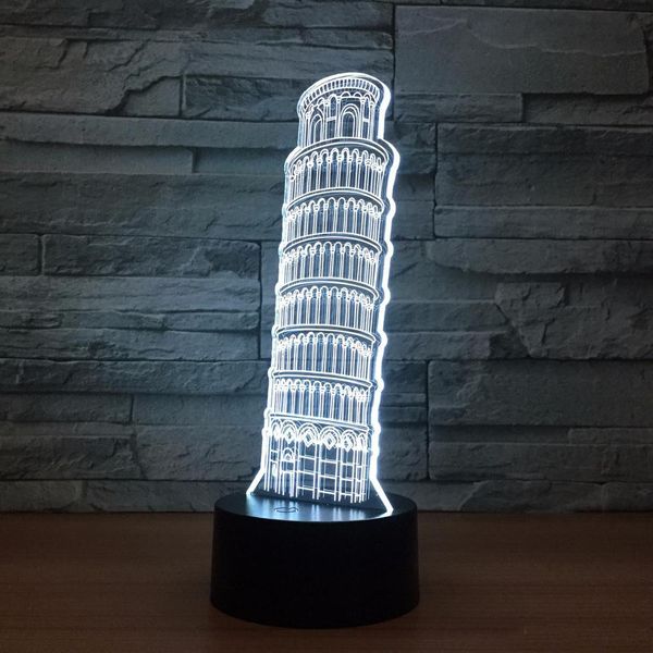 

горячая продажа pisa tower 3d optical illusion лампы night light dc 5v питание от порта usb пятые батареи оптовая dropshipping free shippin