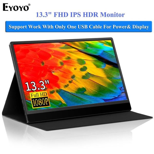 

eyoyo em13r ips hdr portable gaming monitor hdmi usb c 72% ntsc 13.3" 1080p second lcd screen xbox switch ps4 display for phone