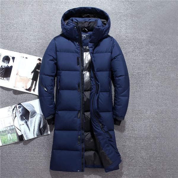 

long down jacket men white blue black thick warm windproof men's winter jackets parka coat -40 degree long jackets