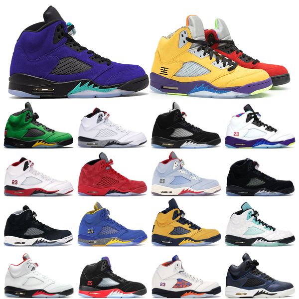 

ale mens basketball shoes 5 5s trainers oregon what the alternate grape white cement red suede fire red 3 michigan sports sneakers