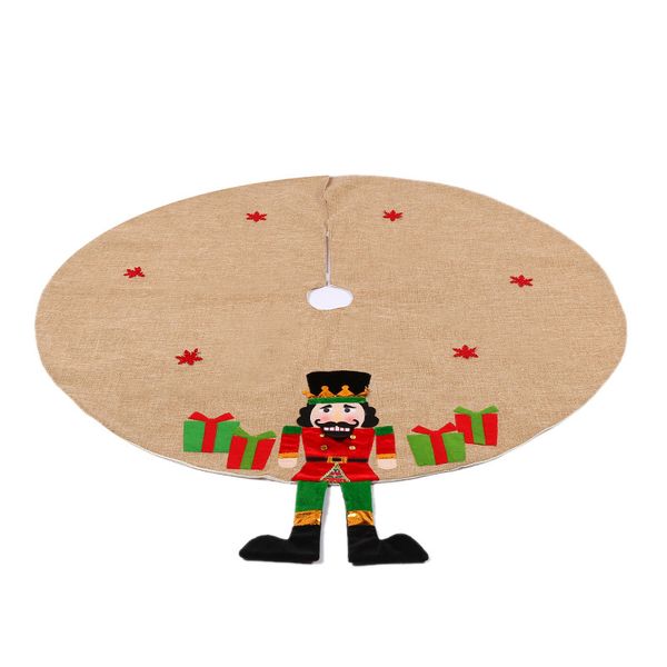 

1pc dia 122cm linen merry christmas walnut soldier tree skirts gift home new year decor christmas xmas tree skirt