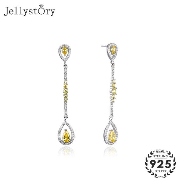 

jellystory способа 925 серебряные серьги с капли воды форма цитрин драгоценных камней серьги для женского свадебного обещание партии, Silver