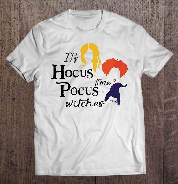 

men t shirt it's hocus pocus time witches -white version women t-shirt