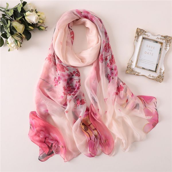 

zomer elegante vrouwen sjaal mode print grote maat lady sjaals en wraps zijden sjaals strand stola, Blue;gray
