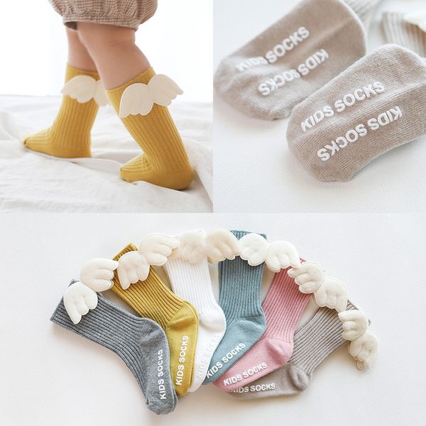 

socks winter warm baby girl knee high angel wing princess christmas long tube vertical striped sock xmas, Pink;yellow