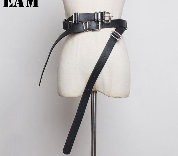 

eam] pu leather black buckle split joint long wide belt personality women new fashion tide all-match spring autumn 2020 1h233, Black;brown