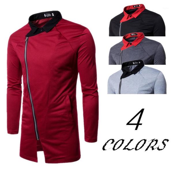 

образным вырезом толстовки с zipper casual лоскутная тонкий homme одежда кардиган мужская толстовка поддельный двухкусочный с длинным рукаво, Black