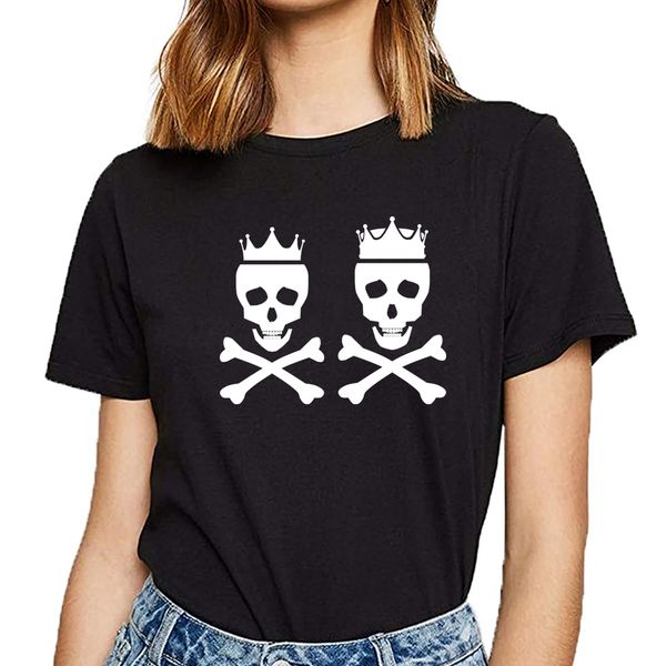 

t shirt women king and queen funny white print female tshirt