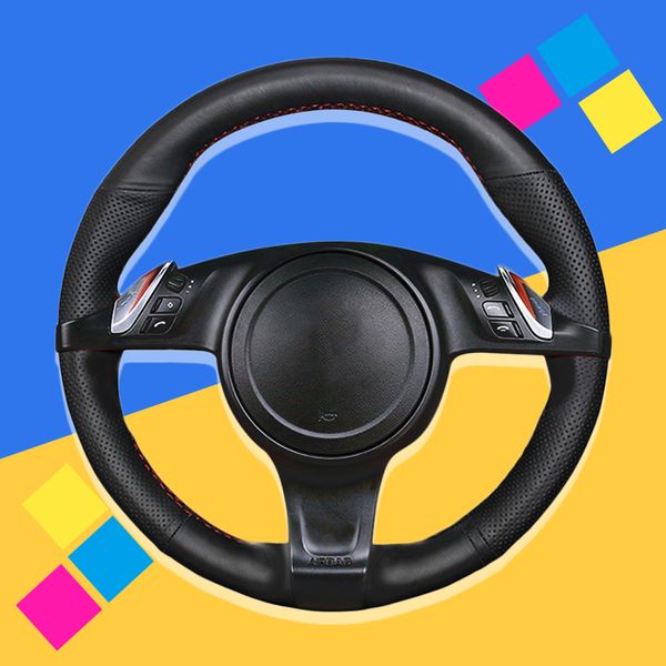 

auto braid on the steering wheel cover for panamera 2010 2011 interior diy car braiding wheel covers car-styling