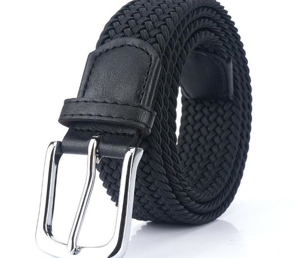 

pin buckle elastic woven elastic belt men's women's belt canvas pants comfortable movement, Black;brown