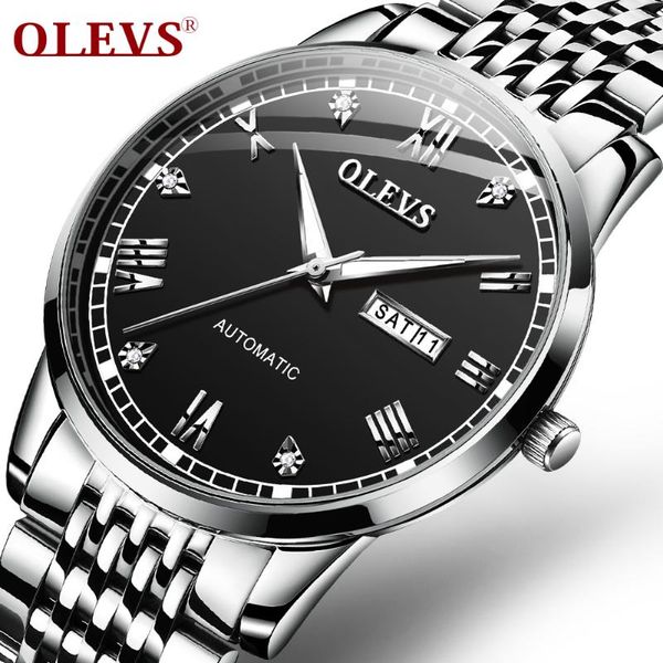

wristwatches brand watch men automatic mechanical date week watches fashion casual sport waterproof relogio masculino+box, Slivery;brown