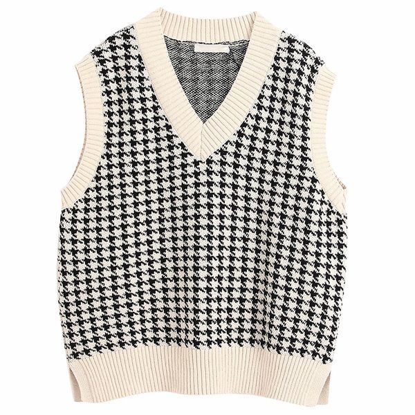 

clothing sets 2021 fashion women vest sweater knitted loose vintage female waistcoat v neck sleeveless clothes s-l, White